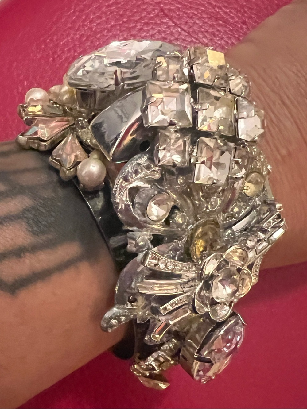 ✨ Rhinestone Statement Cuff | Handcrafted from Vintage Jewelry Parts ✨